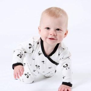 Organic Baby Side Snap Footie - Panda Print