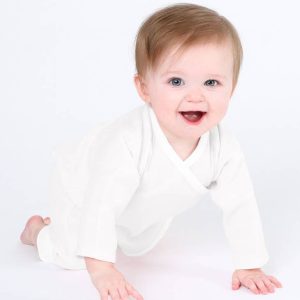 Organic Baby Muslin Side Snap Kimono - Off White