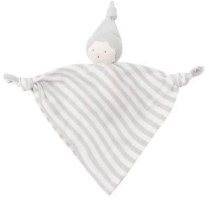 Organic Baby Gray Stripe Handkerchief Doll