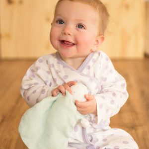 Organic Baby Side Snap Kimono - Lavender Dot