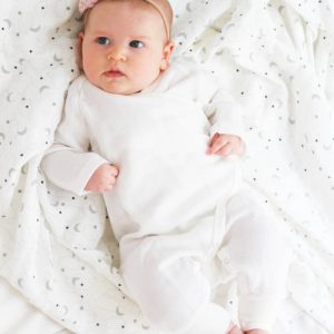 Organic Baby Muslin Side Snap Kimono - Off White