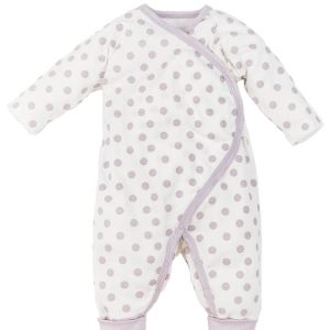 Organic Baby Side Snap Kimono - Lavender Dot