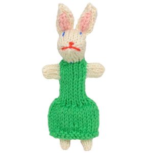 Rabbit Girl - Organic Cotton Finger Puppet - Stocking Stuffer