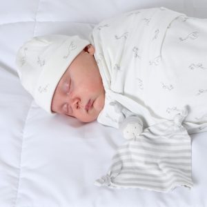 Organic Baby Gray Stripe Handkerchief Doll