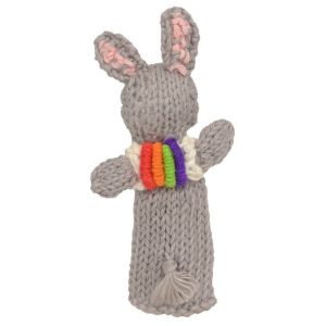 Rabbit & Backpack - Organic Cotton Finger Puppet - Natural Toy