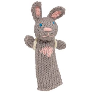 Rabbit & Backpack - Organic Cotton Finger Puppet - Natural Toy